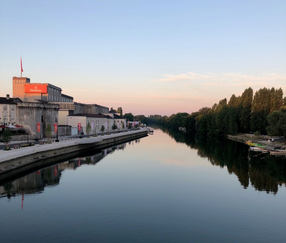 The Charente River winding through Cognac